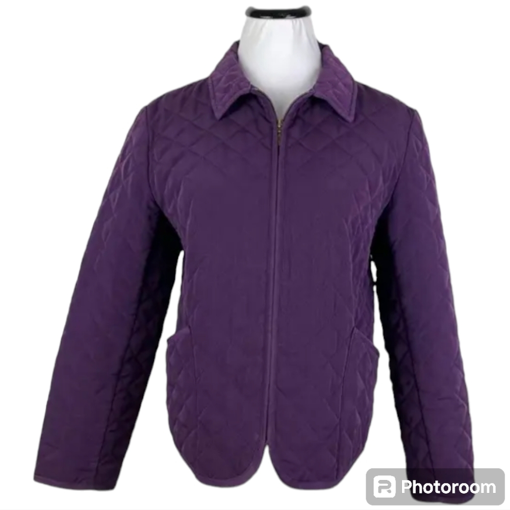 Vintage Pendleton Womens Purple Quilted Jacket Long Sleeve Full Zip Size…